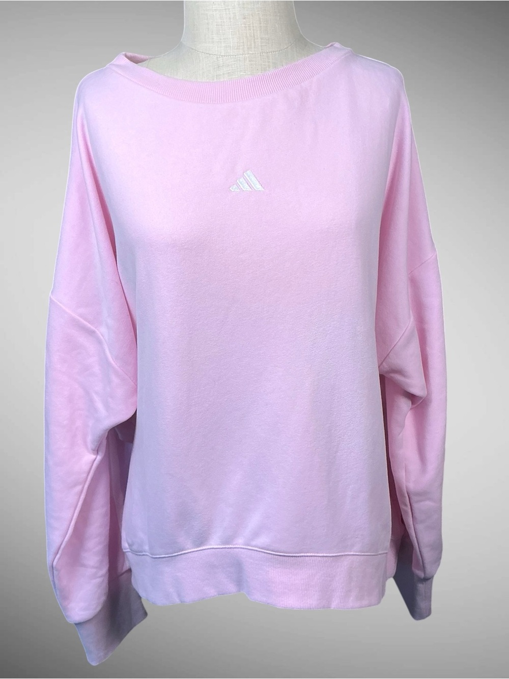 Adidas Women’s French Terry Crewneck Sweatshirt Pink 2XL NWT 3-Stripes